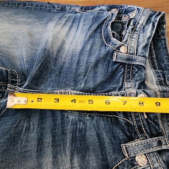 Miss Me Jeans Womens 28 Blue Low-Rise Easy Boot Embellished Denim Cross Y2K - Picture 13 of 14